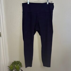 Blue Camo Patterned Full-Length Leggings with Elastic Waistband